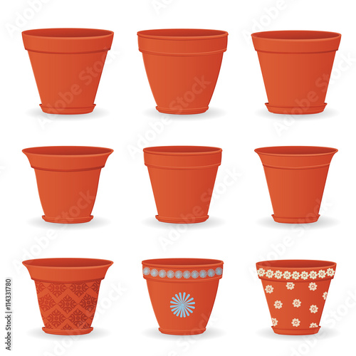 collection of empty flowerpots for your design