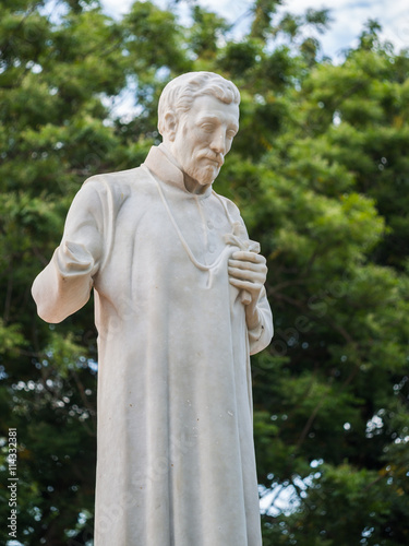 St. Francis Xavier statue in front of the ruins of St Paul's Chu