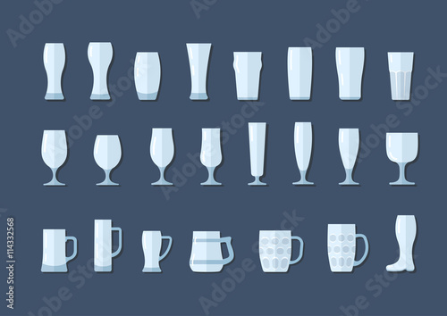 Beer glasses and mugs flat line icon