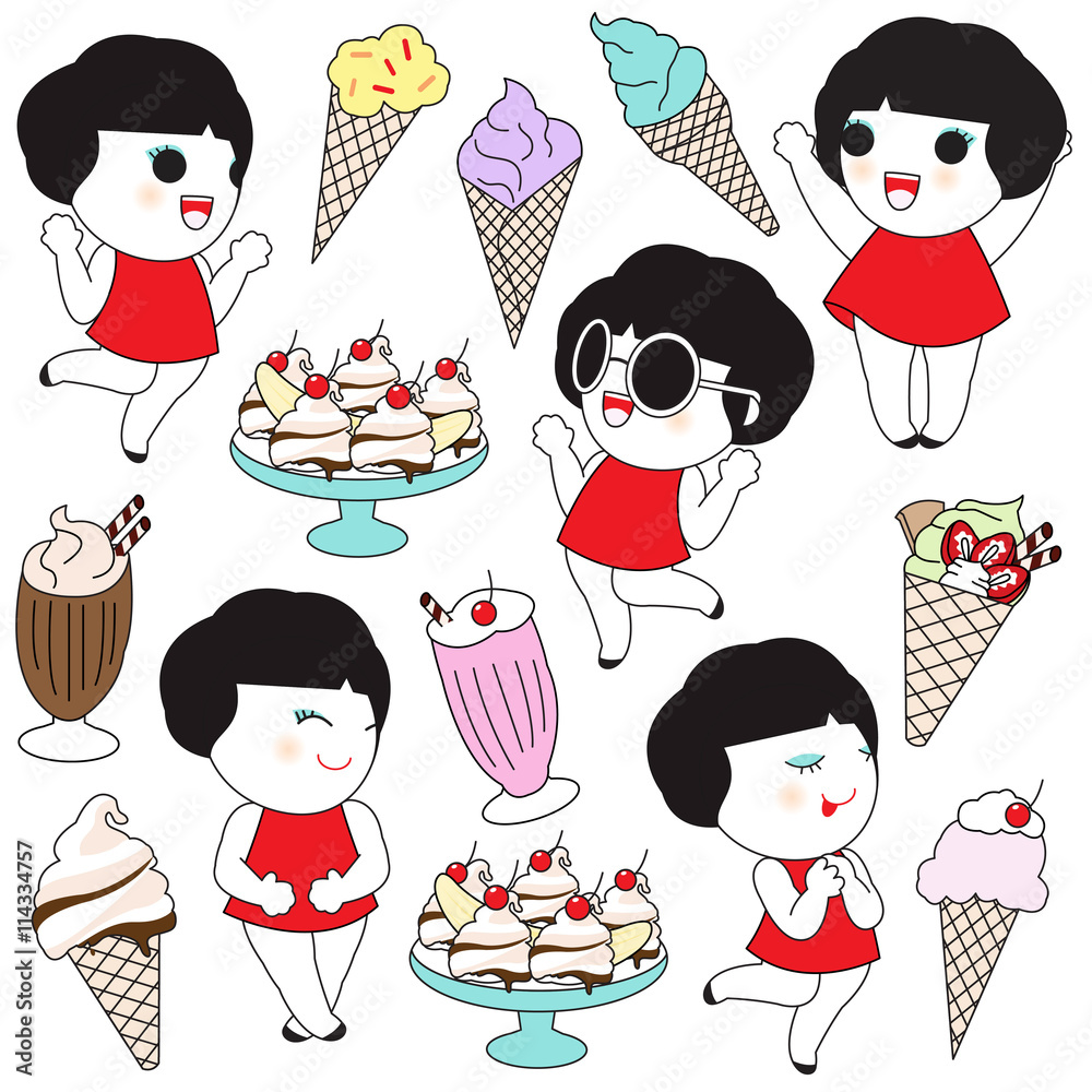 I Scream Ice Cream Character illustration set Stock Vector | Adobe Stock