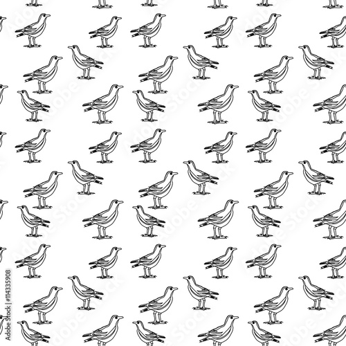 Elegant seamless pattern with abstract crow symbols, design elements. Can be used for invitations, greeting cards, scrapbooking, print, gift wrap, manufacturing. Bird theme