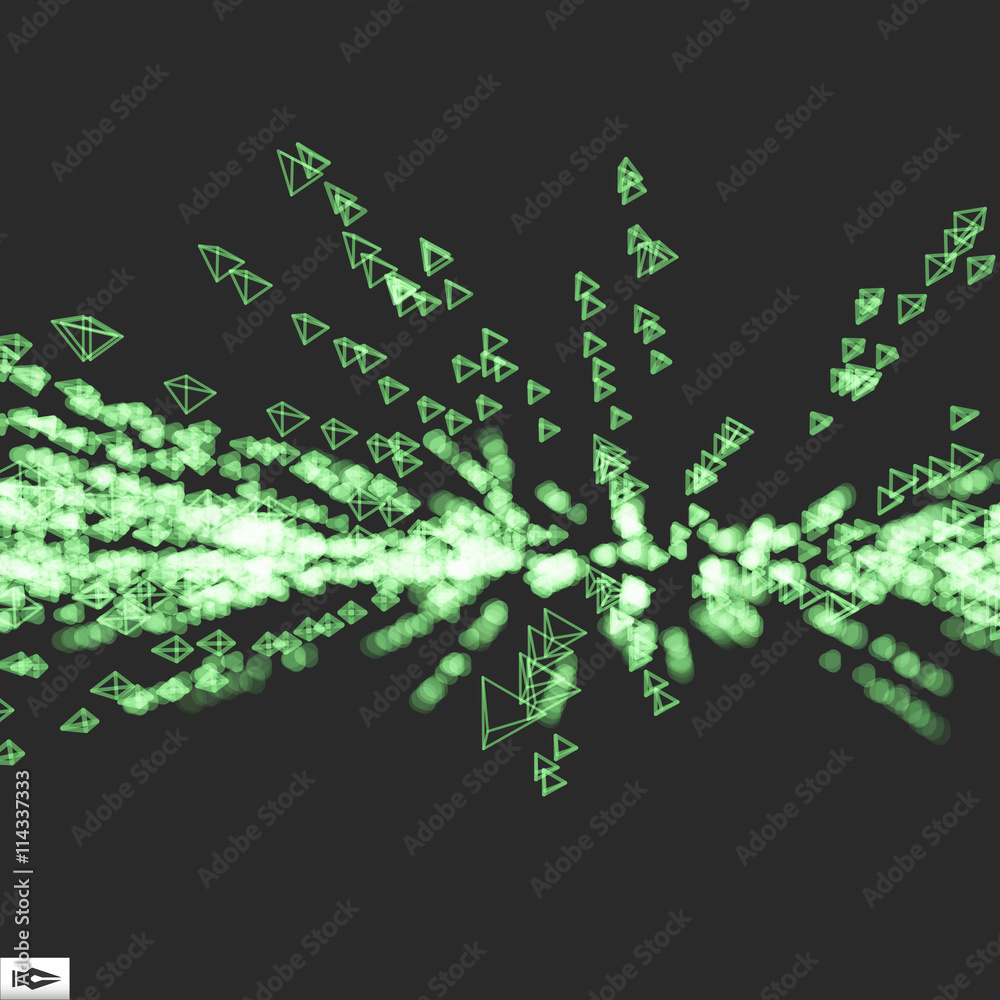 Array with Dynamic Emitted Particles. Abstract Dynamic Background. Vector Illustration. Bokeh Effect.