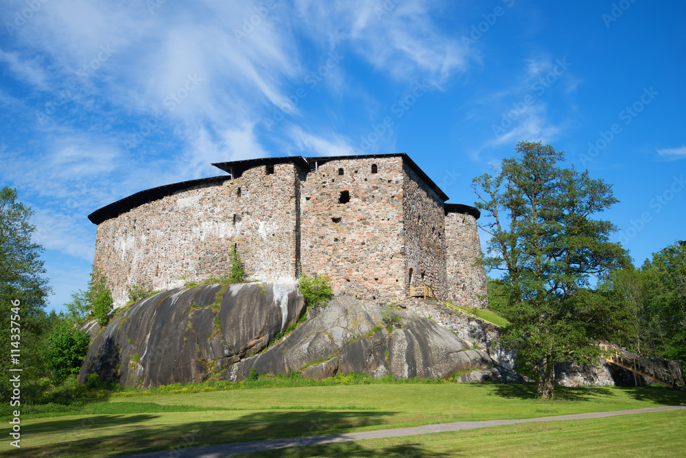 Medieval castle in Raseborg, sunny june day. Snappertuna, Finland