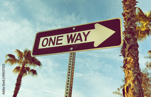 One Way sing and blue sky, USA