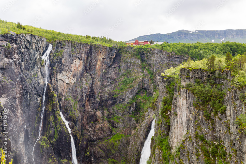 Voringsfossen waterfalls near Hardangervidda in Norway