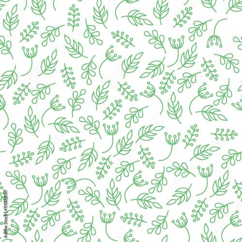 Floral seamless pattern in trendy linear style. Organic and cosmetics branding.