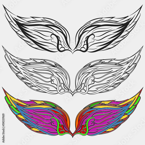 Wings vector icons set bird illustration eps 10