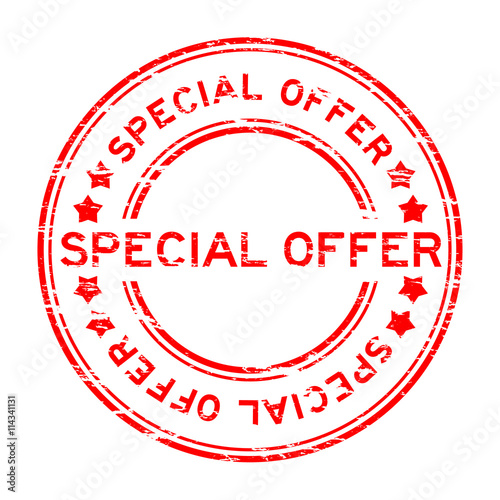 Grunge red special offer round rubber stamp