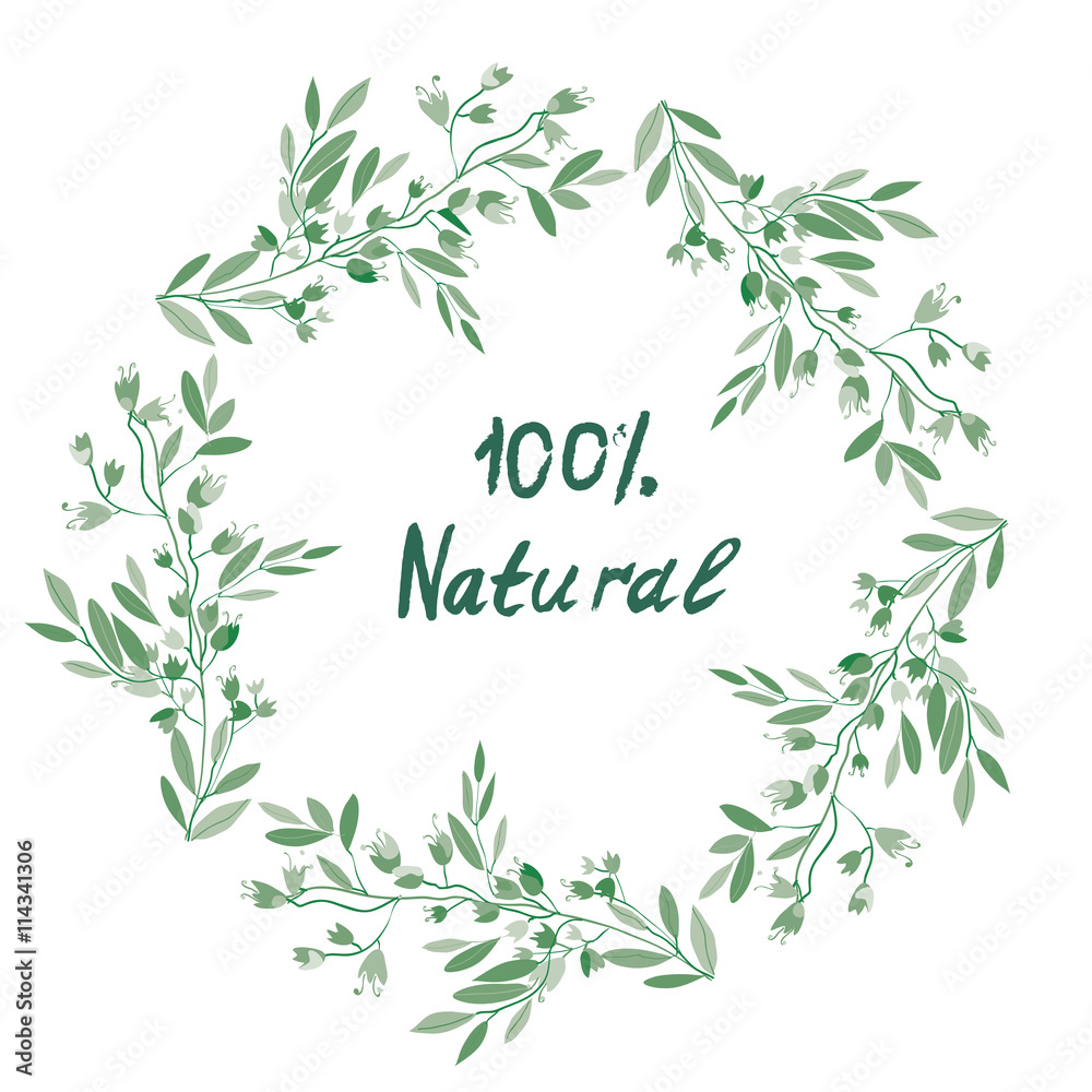 Eco organic floral frame for the label, banner
