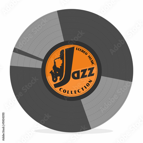 Основные RGBNew gramophone vinyl with jazz label. vector art image illustration, isolated on white background