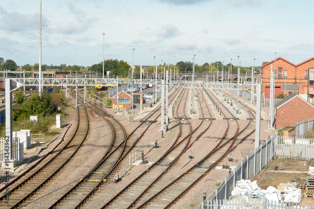 Railway lines and sidings in Bedford, Bedfordshire, England