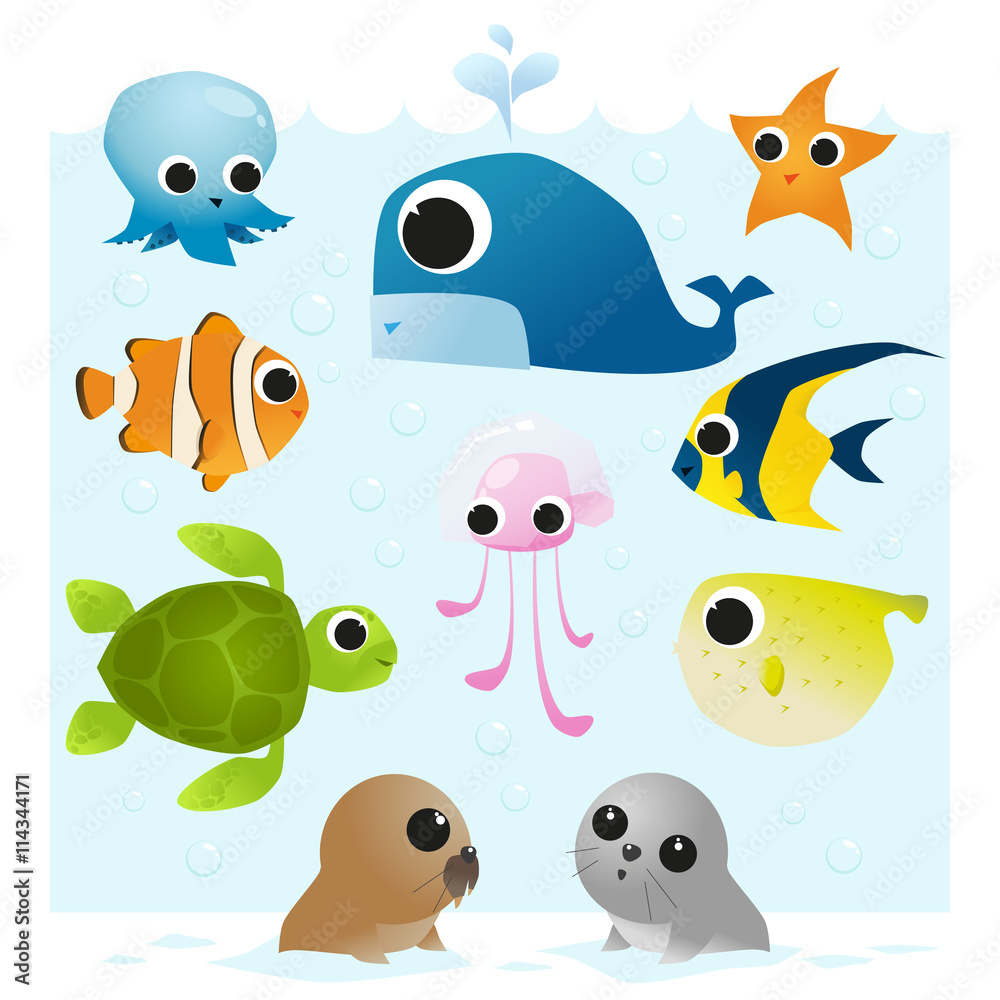 Set of Sea Animals,vector,illustration Set of Sea Animals,vector,illustration
