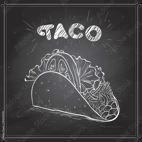 Taco scetch on a black board