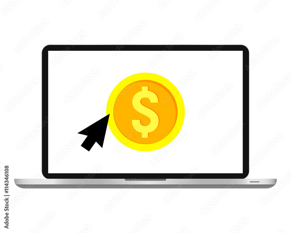 Internet banking icon. Online purchase with laptop.Vector illustration. Internet banking icon. Online purchase with laptop.Vector illustration.