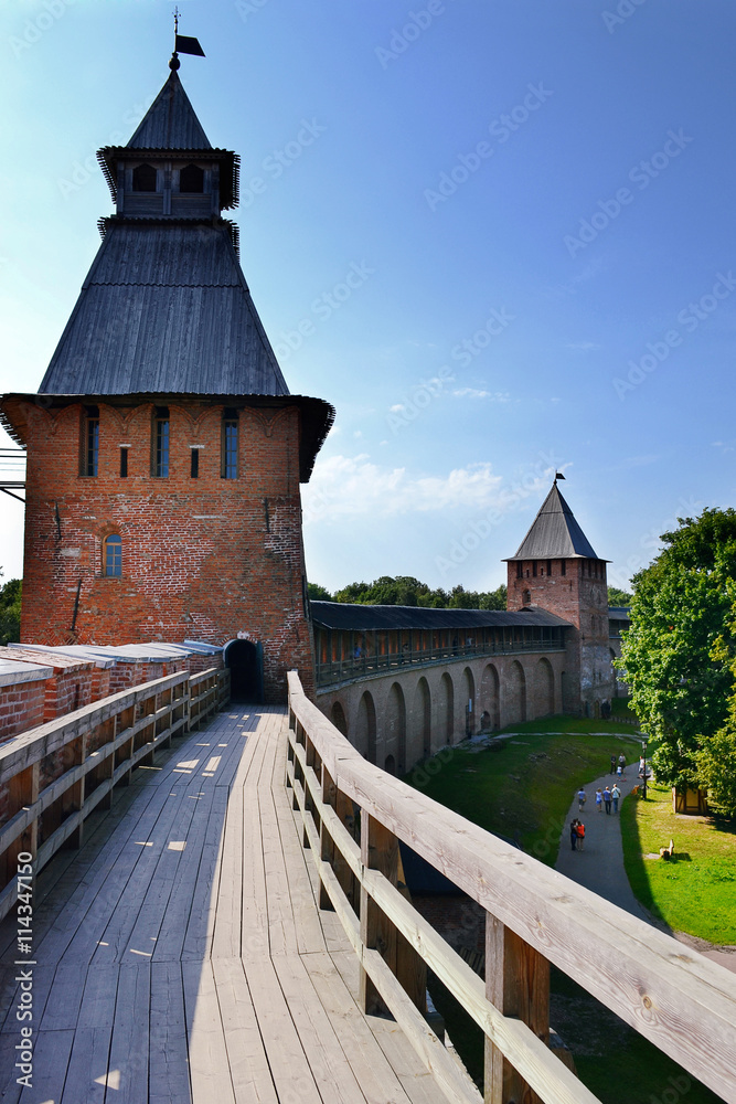 August 8, 2015. The Spasskaya Tower of Veliky Novgorod (Novgorod the Great), Novgorod Kremlin, Russia.