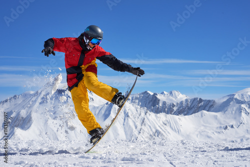 Snowboarder doing trick