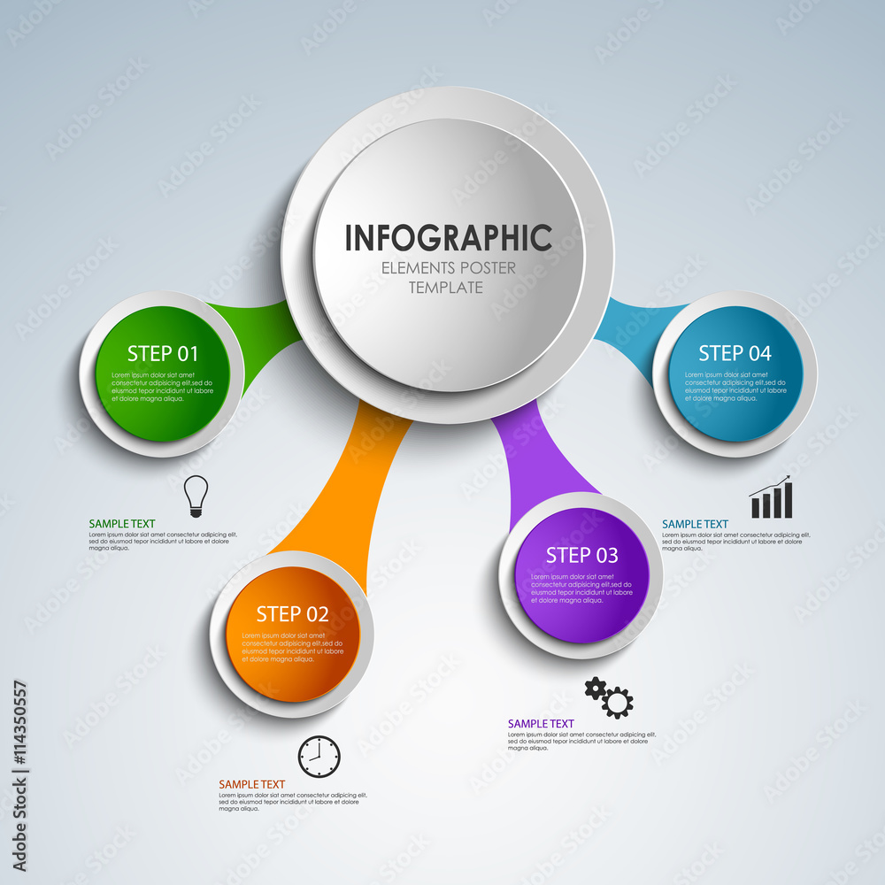 Abstract colored rounds info graphic elements poster template