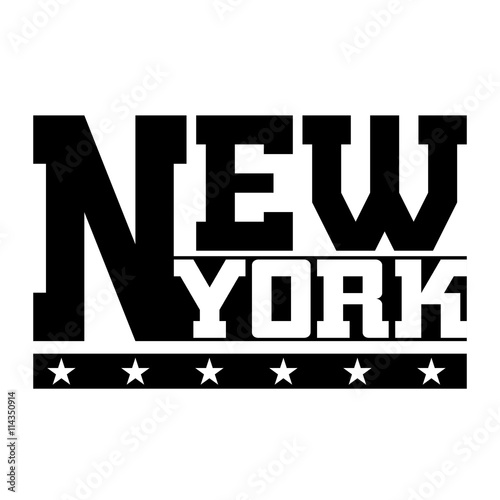 T shirt typography graphics New York. Athletic style NYC. Fashion stylish print for sports wear. Black and white emblem. Template for apparel, card, label, poster. Symbol big city. Vector illustration