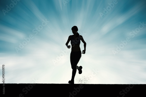 silhouette jogging woman