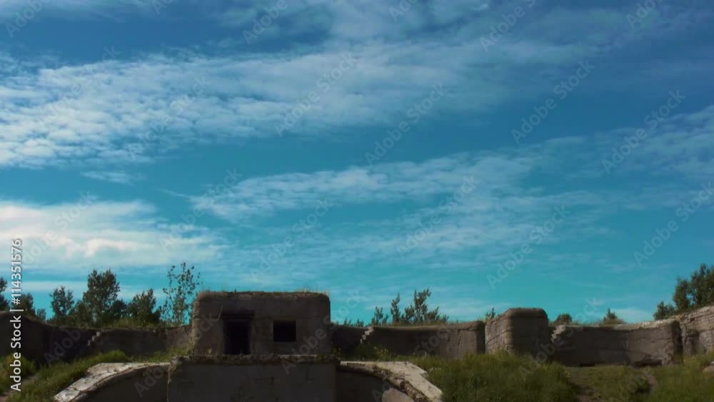 Timelapse. Clouds fly over the fortress. Timelapse. Clouds fly over the fortress.