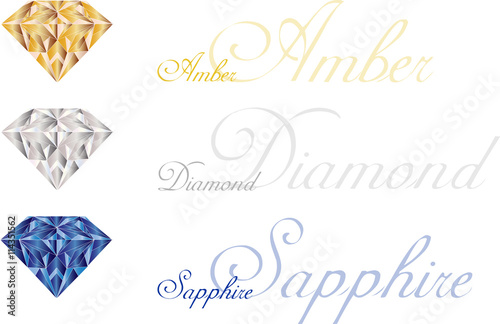 set of color vector gems isolated on white background