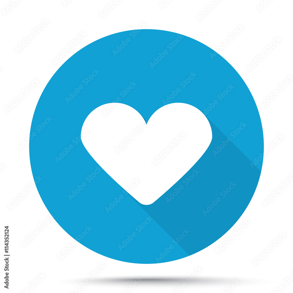 White Heart icon on blue button isolated on white White Heart icon on blue button isolated on white