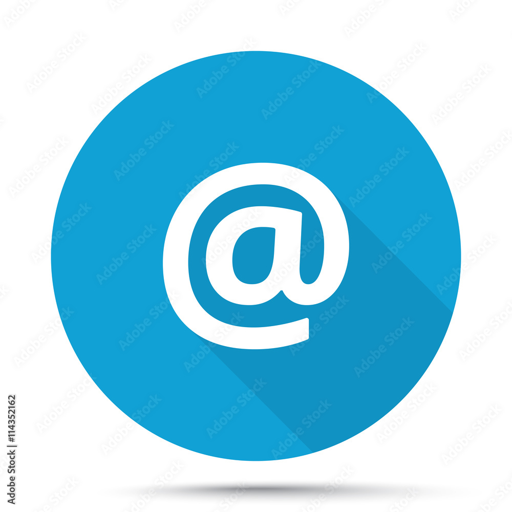 White E-Mail icon on blue button isolated on white White E-Mail icon on blue button isolated on white