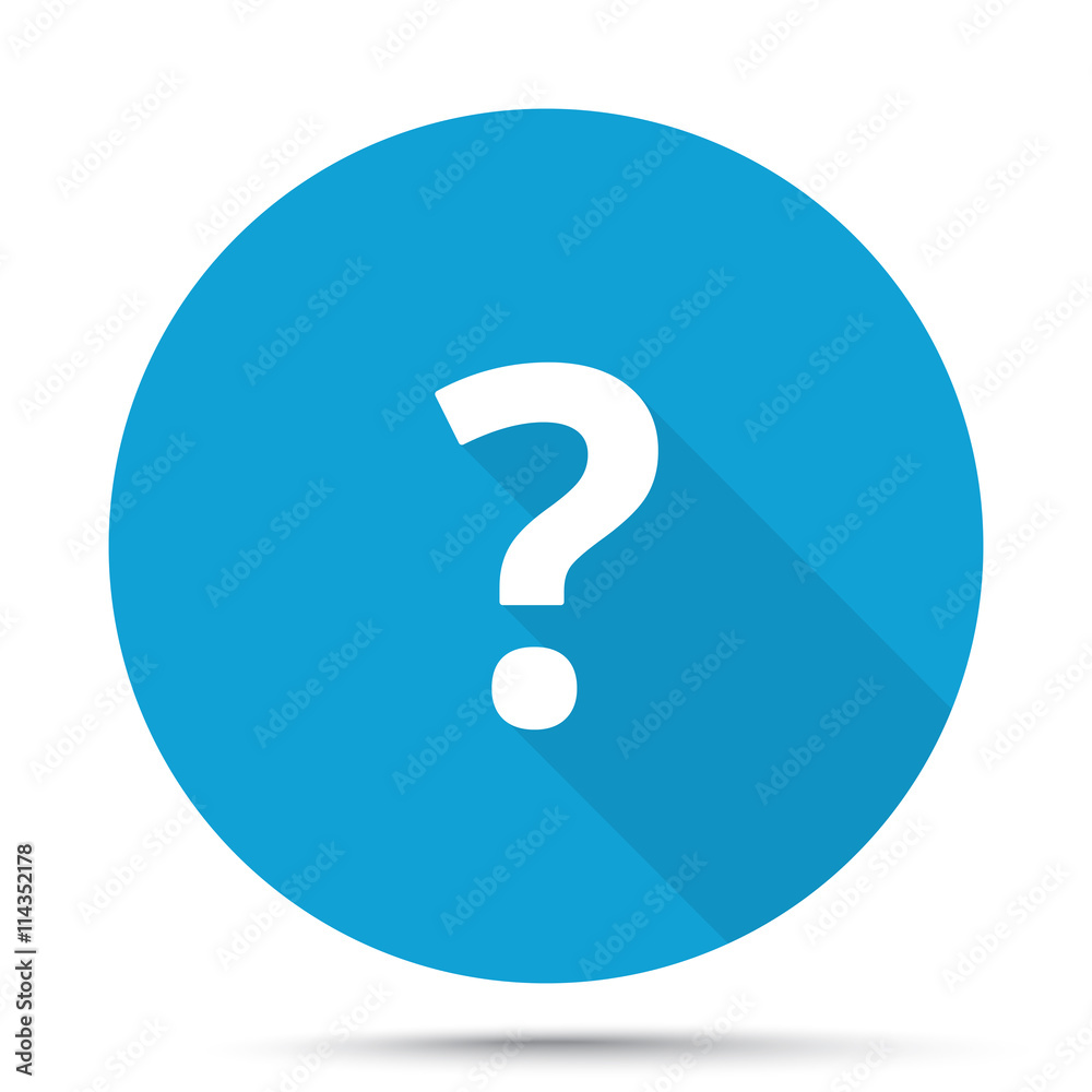 White Question Mark icon on blue button isolated on white White Question Mark icon on blue button isolated on white