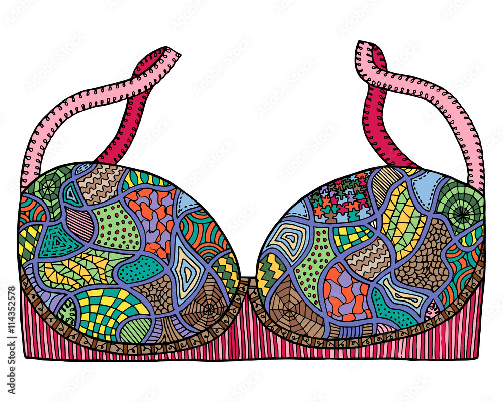 Bra zen tangle and zen doodle vector. Brasseire zentangle and zendoodle.  Fashion women underwear zenart. Coloring book. Stock Vector | Adobe Stock