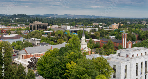 Downtown Salem as viewed from the top of the Oregon State Capitol building photo