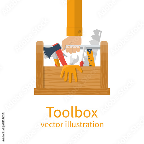 Repairman holding toolbox