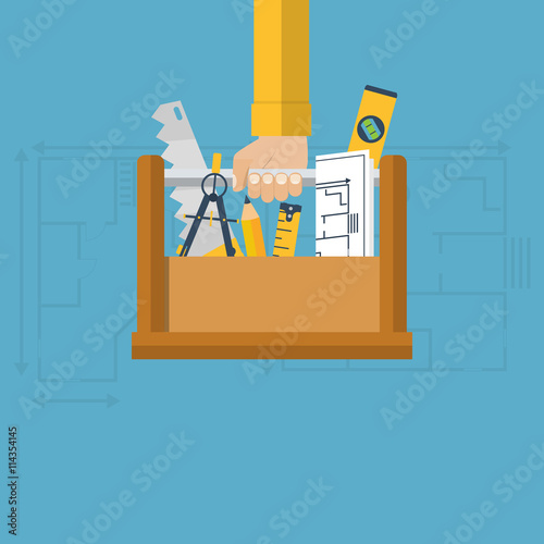 Architect with toolbox, vector