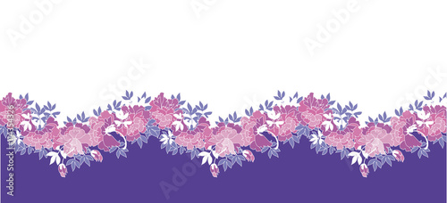 Fototapeta Naklejka Na Ścianę i Meble -  border template with pink peopy flower. decorative vector illust