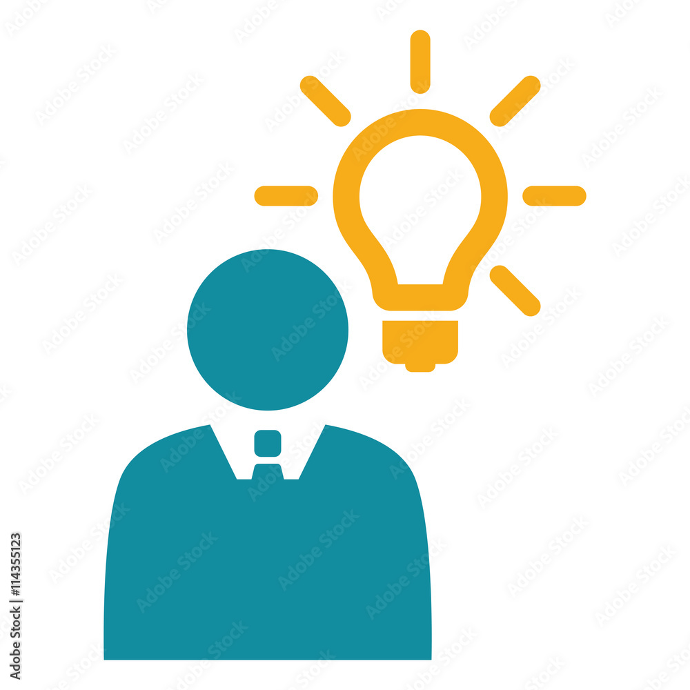 businessman idea icon flat color on white background businessman idea icon flat color on white background