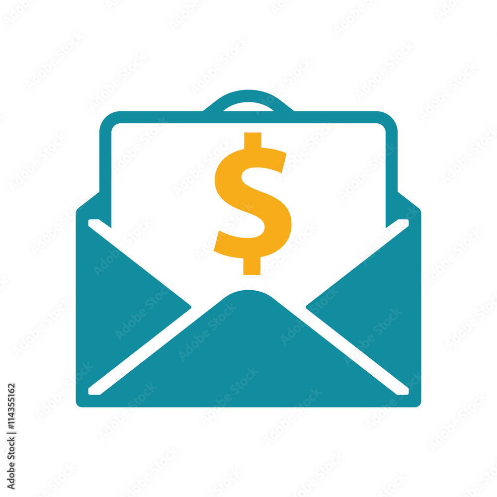 open envelope salary cash icon flat color on white background open envelope salary cash icon flat color on white background
