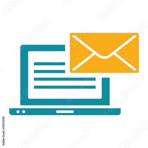 computer send receive email  icon flat color on white background