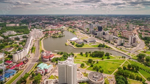 summer minsk city center sunset panorama 4k time lapse belarus
