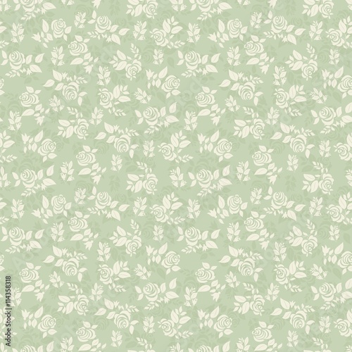 Seamless background with light green roses