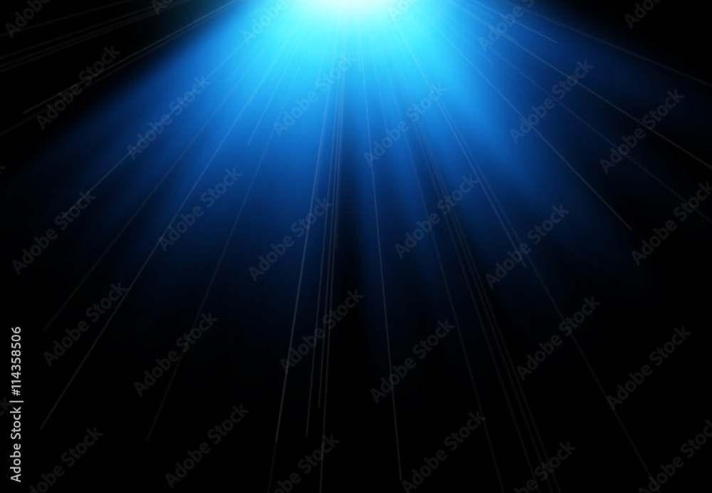 Obraz premium Sun flash with rays and spotlight. Light effect, sun rays, beams on black background.