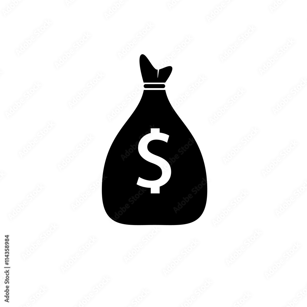 Money bag icon. Dollar USD currency symbol. Money bag icon. Dollar USD currency symbol.