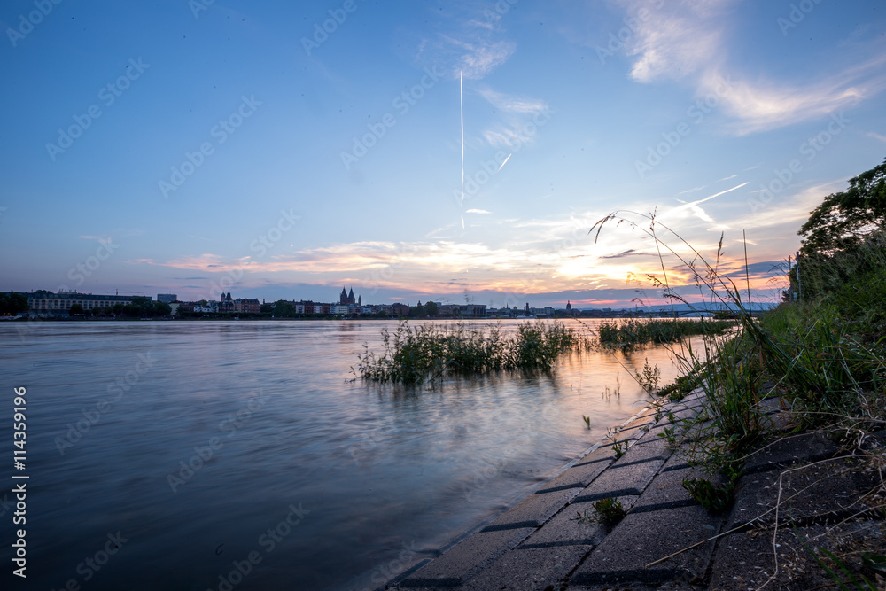 Rheinufer Mainz-Kastel an einem Sommerabend