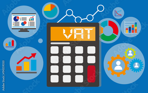 vat concept displayed on calculator with financial elements