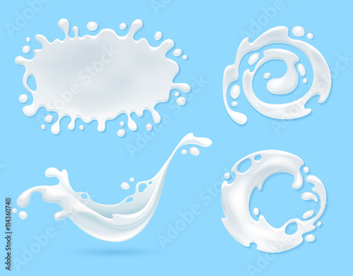 Milk, yogurt or cream blots set.