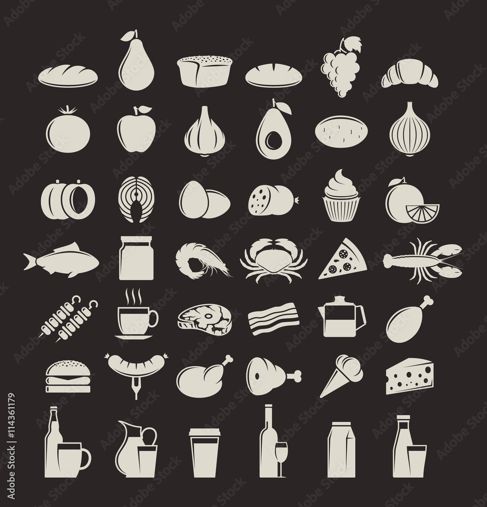 Vector food and drink icons set