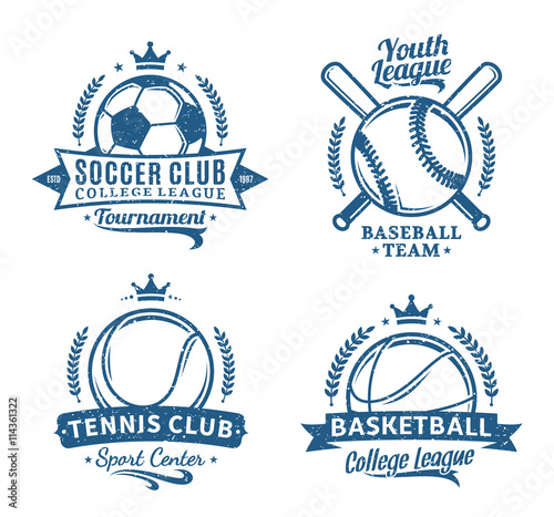Set of sport team logo for four sport disciplines