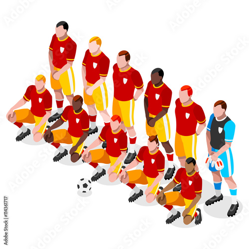 Russia 2018 Soccer Team Players Athlete Sports Icon Set. 3D Isometric Soccer Match Team Players. Sporting International Competition Championship. Sport Soccer Infographic Football Vector Illustration