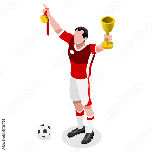 Russia 2018 Soccer Winner Player Athlete Sports Icon Set. 3D Isometric Soccer Winer Team Players. Sporting  Competition Championship. Olympics Sport Soccer Infographic Football Vector Illustration