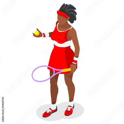 Tennis Player Summer Games Icon Set.3D Isometric Tennis Player.Sporting Championship International Tennis Competition.Olympics Sport Infographic Tennis Vector Illustration
