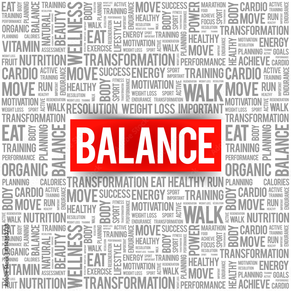 BALANCE word cloud background, health concept BALANCE word cloud background, health concept