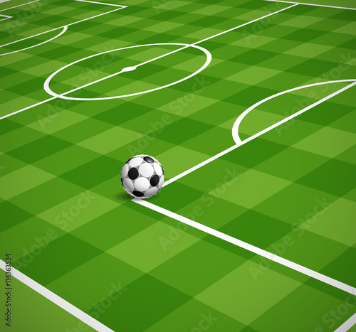 Soccer field with the ball vector illustration